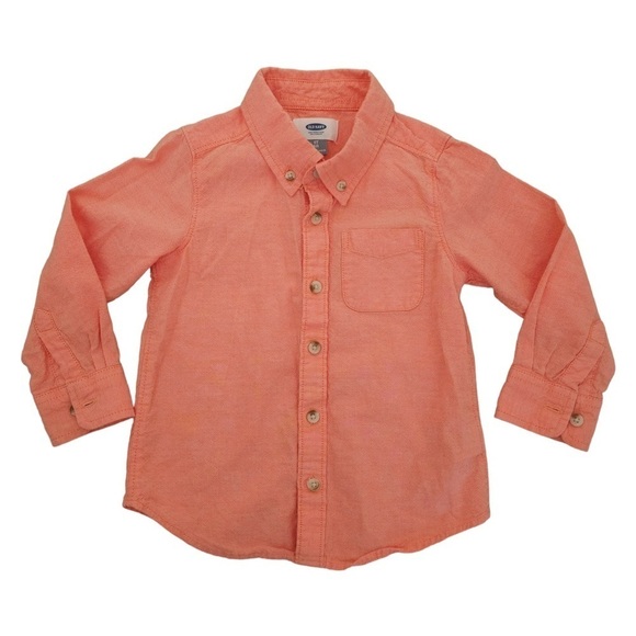 Bundle Old Navy button down collared shirt yellow green peach 3T bundle cotton - Picture 9 of 9